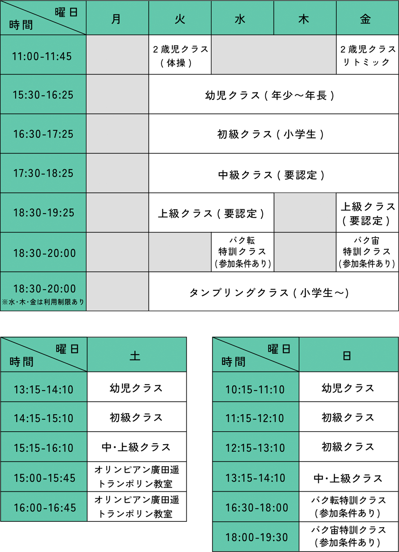 ムーブ体操クラブ スポーツパーク箕面 時間割